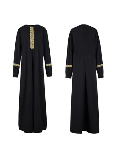WSPLYSPJY Womens Muslim Abaya Dress Zipper Islamic Robe Pockets Maxi Prayer Clothes with Hijabs - color: Black, size: X-Large