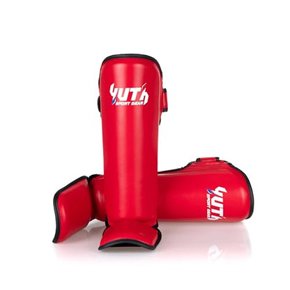 Signature Shin Guards | Premium Muay Thai Shin Guards | Lightweight & Durable Shinguards Muay Thai | Padded, Adjustable Muay Thai Leg Guards for Kickboxing, MMA Sparring, Training - color: Red, size: X-Large