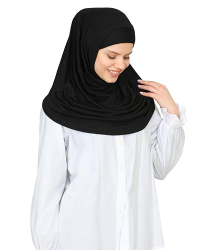 Prien Chic Ready To Wear Hijab For Women, Muslim Long Turban Undercap Set, Instant Scarf, Prayer Clothes For Girls, Abaya - color: Black