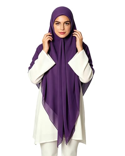Lina & Lily Premium Chiffon Hijab Head Scarf Shawl Wrap for Muslim Women Square 58'' x 58'' - color: Dark Purple