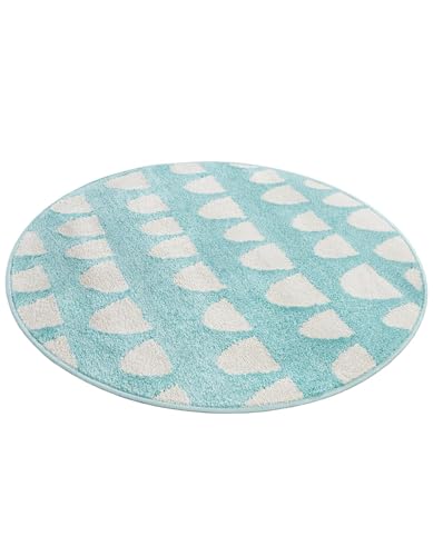 Rugs.com - Whimsy Kids Rug – 3 Ft Round Clear Blue Easy-Clean Stain-Resistant Modern Rug – Perfect for Playrooms, Nurseries, and Kids Bedrooms - color: Clear Blue, size: 3'3" (Round)