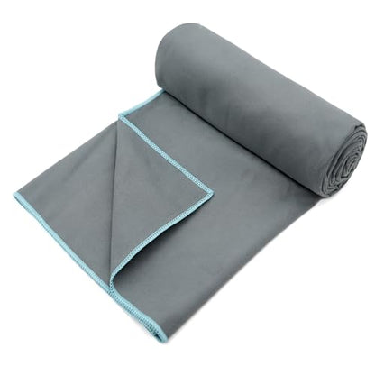 Eunzel Hot Yoga Mat Towel, Ultra-Absorbent Microfiber 72" x 26.5" | Ultra Absorbent Microfiber, Soft Touch Fabric, Quick Dry, Hot Yoga & Pilates, Machine Washable - color: Gray/ Blue