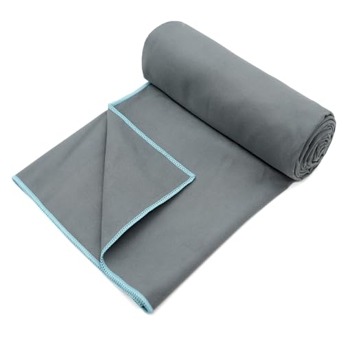 Eunzel Hot Yoga Mat Towel, Ultra-Absorbent Microfiber 72" x 26.5" | Ultra Absorbent Microfiber, Soft Touch Fabric, Quick Dry, Hot Yoga & Pilates, Machine Washable - color: Z-gray (2 Pack )