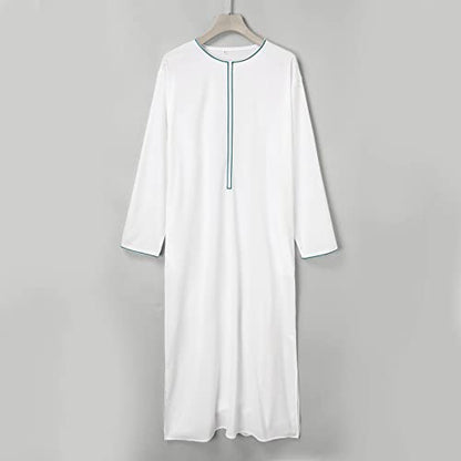 Alalaso Mens Kaftan Thobe Islamic Saudi Arabic Middle East Robes Solid Color Lightweight Long Sleeve Clothing Ramadan Jubbah - color: 1-white, size: Large