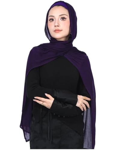 Modal Cotton Hijab Scarf for Women with Undercap Set - color: Deep Purple