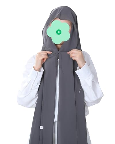 Magnetic Chiffon Hijab Scarf for Women, Quick Snap Closure Headscarf, Breathable Muslim Headwrap with Under Cap - color: Graphite Slate