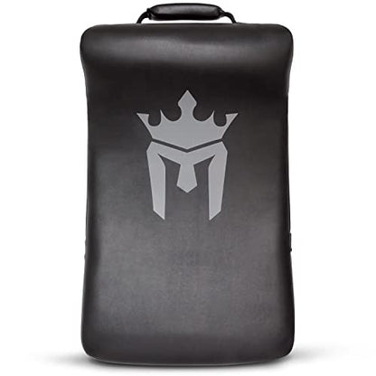 Meister Armor XL Strike Shield w/Uppercut Guard for MMA, Boxing & Muay Thai - Black | Oversized curved training pad featuring triple-density impact foam and ShotVent panels for Muay Thai, kickboxing & sparring
