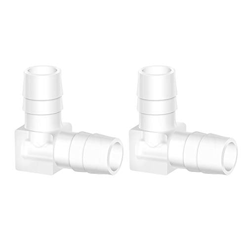 Quickun 5/8" Hose Barb 90 Degree Elbow L Fitting, Plastic 2 Way Equal Barbed Joint Splicer Mender Union Adapter Hose Fitting (Pack of 2) - size: 5/8" (2Pcs)