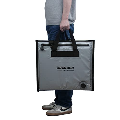 Buffalo Gear Insulated Cooler Bag - 20x18in Bait Cooler, Waterproof Fish Kill Bag - color: Gray