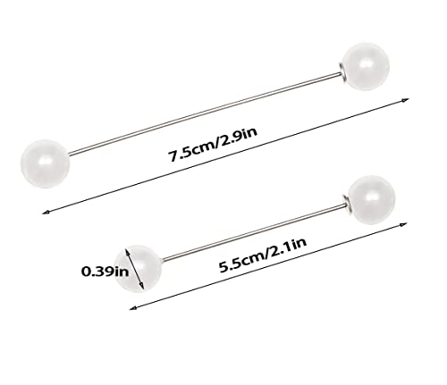 Pearl Brooches Pins Penta Angel 4 Pieces Sweater Shawl Clip Clasp Faux Pearl Safety Pins for Women Shirts Blouse Cinch Dresses Cardigan Collar Pants (White) - color: White