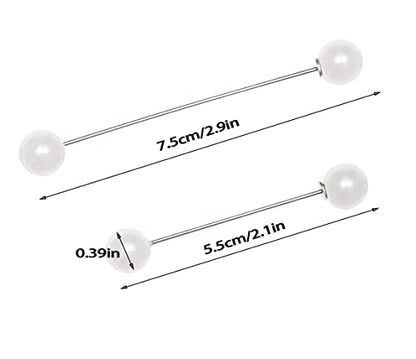 Pearl Brooches Pins Penta Angel 4 Pieces Sweater Shawl Clip Clasp Faux Pearl Safety Pins for Women Shirts Blouse Cinch Dresses Cardigan Collar Pants (White) - color: White