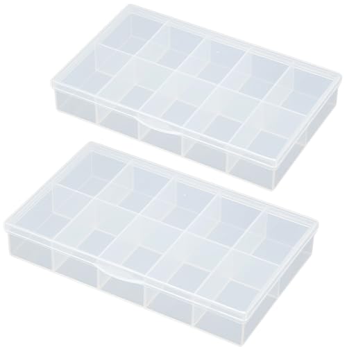 2 PCS Transparent Beads Storage Containers Box, Plastic Bead Organizers (10 Girds) for Small Items and Other Craft Projects, Bead Rings Jewelry Display Organizer Size 6.46 x 3.78 x 1.06 in - size: 10 Grids