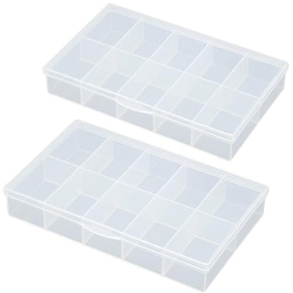 2 PCS Transparent Beads Storage Containers Box, Plastic Bead Organizers (10 Girds) for Small Items and Other Craft Projects, Bead Rings Jewelry Display Organizer Size 6.46 x 3.78 x 1.06 in - size: 10 Grids