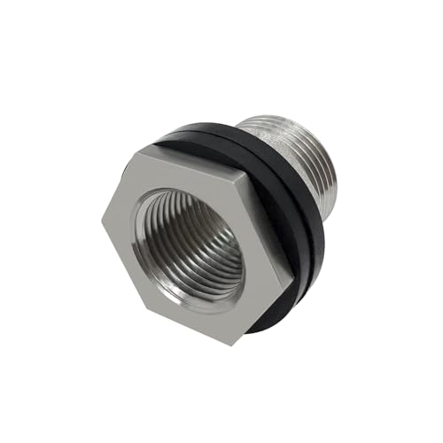 Beduan 1 NPS Male to 3/4 NPT Female Stainless Steel Bulkhead Water Tank Connector Thru-bulk Fitting for Water Tank Barrel(Pack of 2) - size: 3/4 NPT to 1 NPS