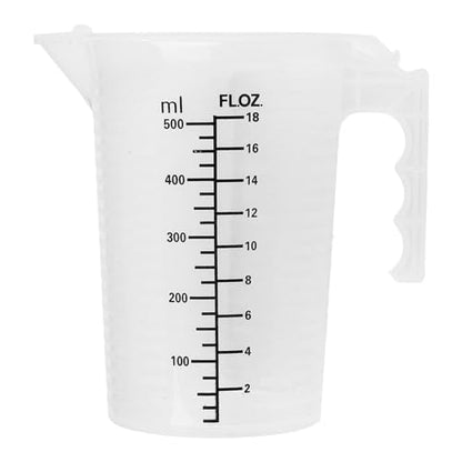 dPois Plastic Measuring Cup Thick Graduated Liquid and Dry Container Measuring with Handle Spout and Lid for Laboratory Kitchen Baking Transparent 500ml - size: 500ml