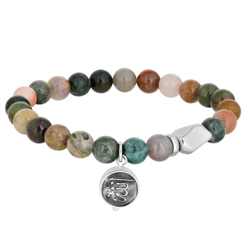 Nature Stone Allah Bracelet for Women Men Stainless Steel Dainty Muslim Prayer Beads Stretch Tasbih Allah Bracelets Islamic Jewelry Ramadan Eid Gifts