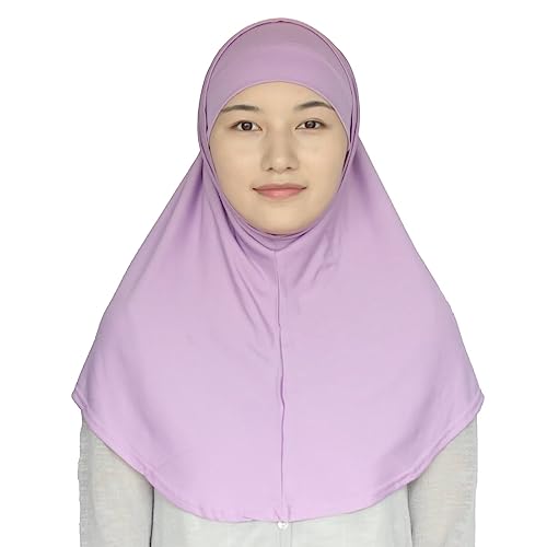 Women's Muslim Hijab Al-Amira Hijabs 2 Pieces with Tube Underscarf Cap Instant Soft Scarf - color: Lavendar