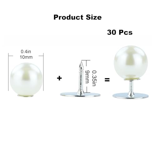 ZENGLU No-Sew Pearl Buttons, 30 Sets of 2/5 inch Removable Reusable Brooch Pins for Shirts, Blouses, Dresses, Sweaters, Shawls for Women (10mm/White) - color: White