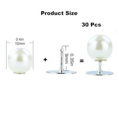 ZENGLU No-Sew Pearl Buttons, 30 Sets of 2/5 inch Removable Reusable Brooch Pins for Shirts, Blouses, Dresses, Sweaters, Shawls for Women (10mm/White) - color: White