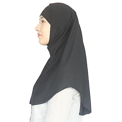 Women's Muslim Hijab Al-Amira Hijabs 2 Pieces with Tube Underscarf Cap Instant Soft Scarf - color: Black