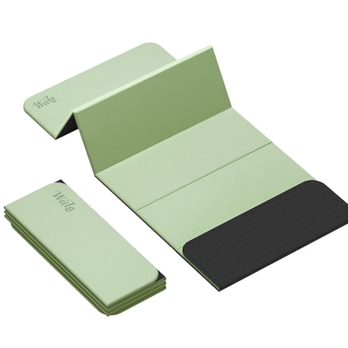 1/2 Inch Extra Thick Yoga Mat Pilates Equipment, 70"x24" Odorless Workout Mats for Home Gym, Non-slip Exercise Mats for Women Men Home Workout, Foldable Yoga Mats for Travel Camping Sleeping - color: Light Green