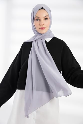 Chiffon Hijab Scarf For Women - Made in Turkiye - color: Gray