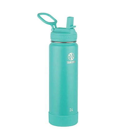 Takeya 24 oz Actives Stainless Steel Water Bottle with Straw Lid – Leakproof, Double-Wall Insulated, Keeps Drinks Cold 24 hrs/Hot 12 hrs, BPA-Free, Powder-Coated, Gym & Travel, Teal - color: Teal, size: 24 Ounces