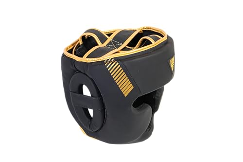 Titan Boxing Headgear, Training Head Guard, Protective Gear for MMA, Kickboxing, Muay Thai - color: GOLD, size: Small-Medium