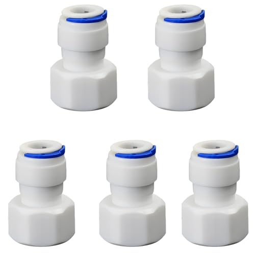 1/2" Female x 3/8" Push Connector, PE Hose Fitting for RO Filter | Plastic push connector for RO water purification & beverage systems. Reliable, leak-proof seal for 3/8" OD PE hose. - style: 1/2" Female Thread to 3/8" Quick-Connect Straight