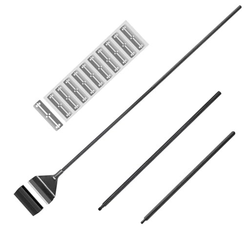 YOFOTHS Algae Scraper for Glass Aquariums, 25.6inch | Fish Tank Cleaner Tool, 10 Blades, Aluminum Alloy, Long Handle, Tool-less Installation
