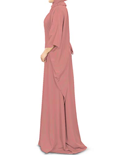 MyBatua Women's Kaftan, Free Size Abaya, Dubai Islamic Dress, Muslim Maxi KF-001 - color: Dusty Pink