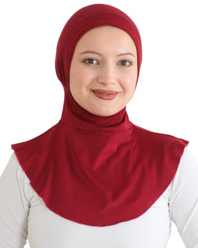 Prien Sport Hijab For Women, Muslim Head Scarf, Flexible Turban Girls, Chic Islamic Wear For Gym, Neck Collar Bonnet Viscose - color: Burgundy