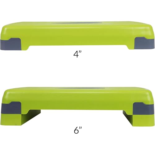 Fitvids Aerobic Step Platform Trainer with Adjustable 2-Level Risers, 400 Pound Weight Capacity – Non-Slip Exercise Stepper - color: Lemon/Gray