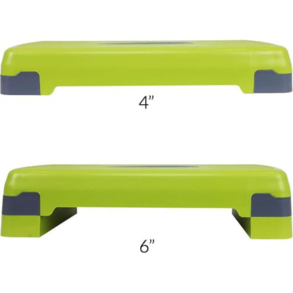 Fitvids Aerobic Step Platform Trainer with Adjustable 2-Level Risers, 400 Pound Weight Capacity – Non-Slip Exercise Stepper - color: Lemon/Gray