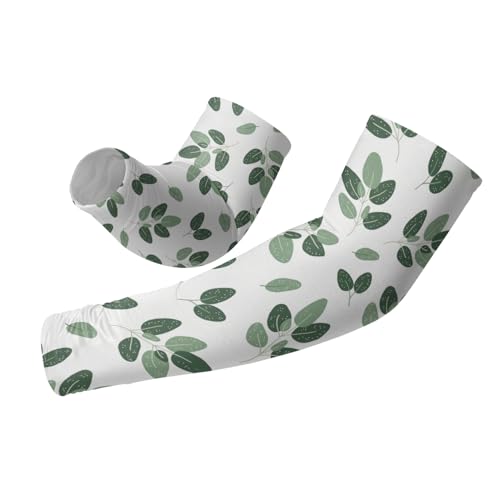 Cooling Arm Cover For Men & Women - Uv Sun Protection Arm Sleeves For Driving Golfing Fishing Cycling Hiking - color: Green Leaves, size: 5.1x20.4in