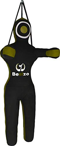 Bestzo MMA Jiu Jitsu Judo Punching Bag Wrestling Grappling Dummy-Unfilled - color: Synthetic Leather Black Green, size: 70 inches (6 ft)