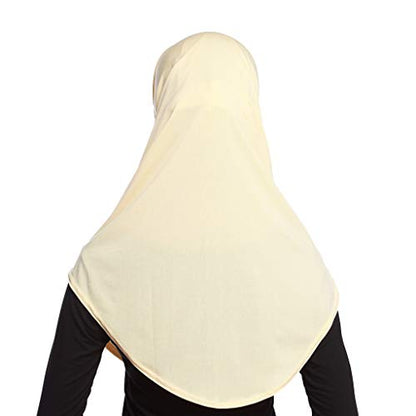 XISAOK Womens 2 Piece Solid Color Amira Jersey Muslim Hijab Soft Cotton Stretch Head Scarf with Tube Inner Underscarf Cap Hood White