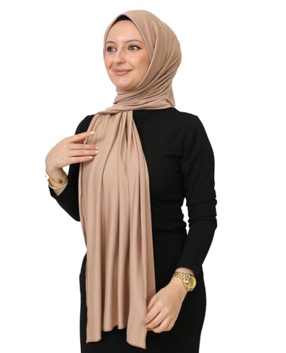 Prien Hijab for Women Viscose Scarf Lightweight Muslim Hijabs Long Shawl Islamic Scarves Turkey Silk Headscarf for Womens - color: Mink