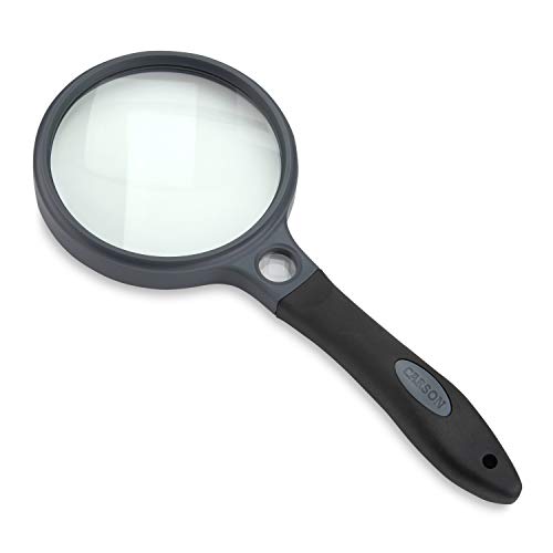 Carson® SureGrip 2x Soft-Grip Glass Magnifier with 10x Spot Lens (SG-10) | Soft-Grip Handheld Magnifier - Compact and Lightweight, Visual Aid, Reading, Crafting, Hobbies - Optics Tool (SG-10) - style: 3.25"