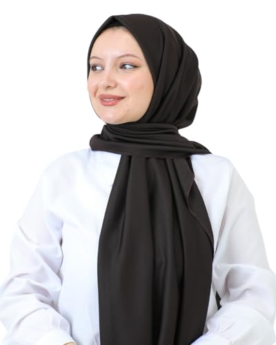 Prien Hijab For Women Muslim Lightweight Scarf Head Scarves For Girls Islamic Long Headscarf Chiffon Shawl Prayer Set Ramadan - color: Brown