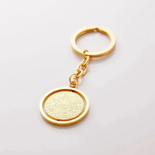 Stainless Steel Keychain Stylish Ayatul Kursi Pendant Keyring Religious Rune Keyrings Chic Quranic Verse Jewelry