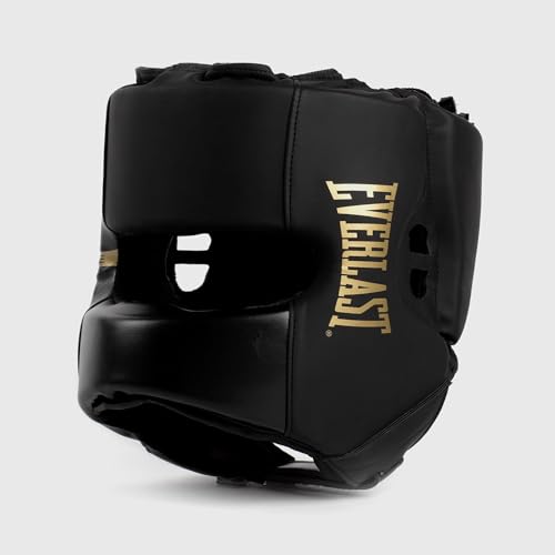 Everlast Elite 2 Headgear Black/Gold Training Sparring Protection (L/XL)
