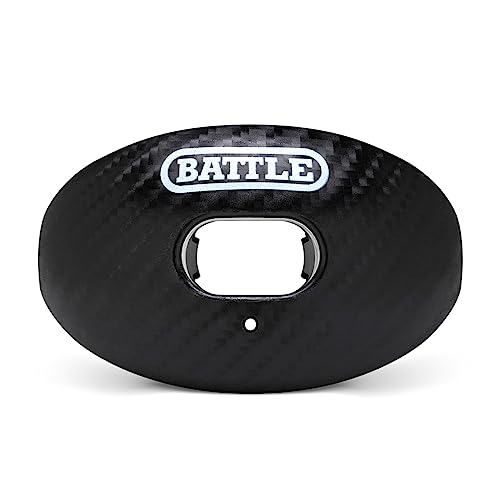 Battle Sports Carbon Oxygen Football Mouthguard, Black | Maximum protection, Safe secure comfortable fit, Breathable built-in airflow channels, No boil required, Advanced composite - color: Black