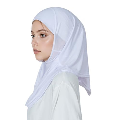 Solid Color Hijab for Women Muslim Prayer Scarfs for Women Women's Instant Hijab Modest Islamic Khimar - color: White