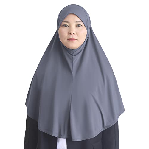 Women's Instant Hijab Muslim Headscarf Prayer Scarf Soft Breathable Stretchy Wrap - color: Gray