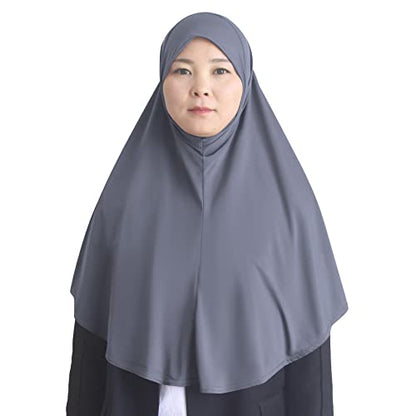 Women's Instant Hijab Muslim Headscarf Prayer Scarf Soft Breathable Stretchy Wrap - color: Gray