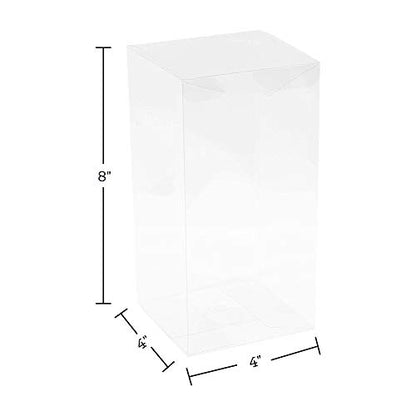 Hammont Clear PET Plastic Storage Boxes (8 Pack) 4"x4"x8" - Transparent Gift Boxes, Empty Containers Packing Box for Party Favors Ideal for Cookies, Ornament, Gifts, Wedding, Birthday and Parties - size: 4"x4"x8"