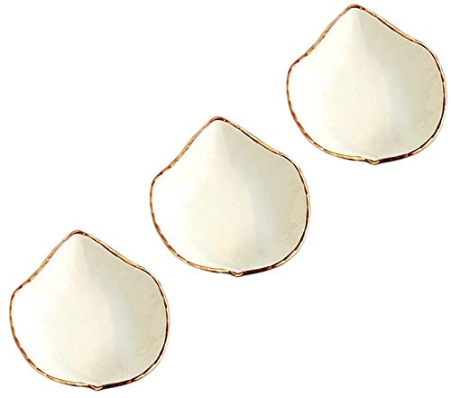 WAIT FLY Lovely Grape Leaves Shaped Ceramics Seasoning Dishes/Tea Bag Holders/Teaspoon Rest/Ketchup Saucer/Appetizer Plates/Vinegar Spice Salad Soy Sushi Wasabi Seasoning Dipping Bowls, Set of 3 - color: Grape Leaf - White