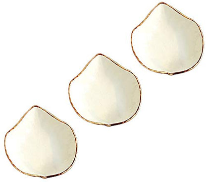 WAIT FLY Lovely Grape Leaves Shaped Ceramics Seasoning Dishes/Tea Bag Holders/Teaspoon Rest/Ketchup Saucer/Appetizer Plates/Vinegar Spice Salad Soy Sushi Wasabi Seasoning Dipping Bowls, Set of 3 - color: Grape Leaf - White
