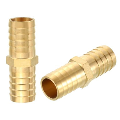 2 Pack Brass Hose Barb Adapter, 3/4" Barb To 3/4" for Industrial, Automotive, Fluid Transfer, Home Gardening, and Water Treatment - size: 3/4" Barb To 3/4"